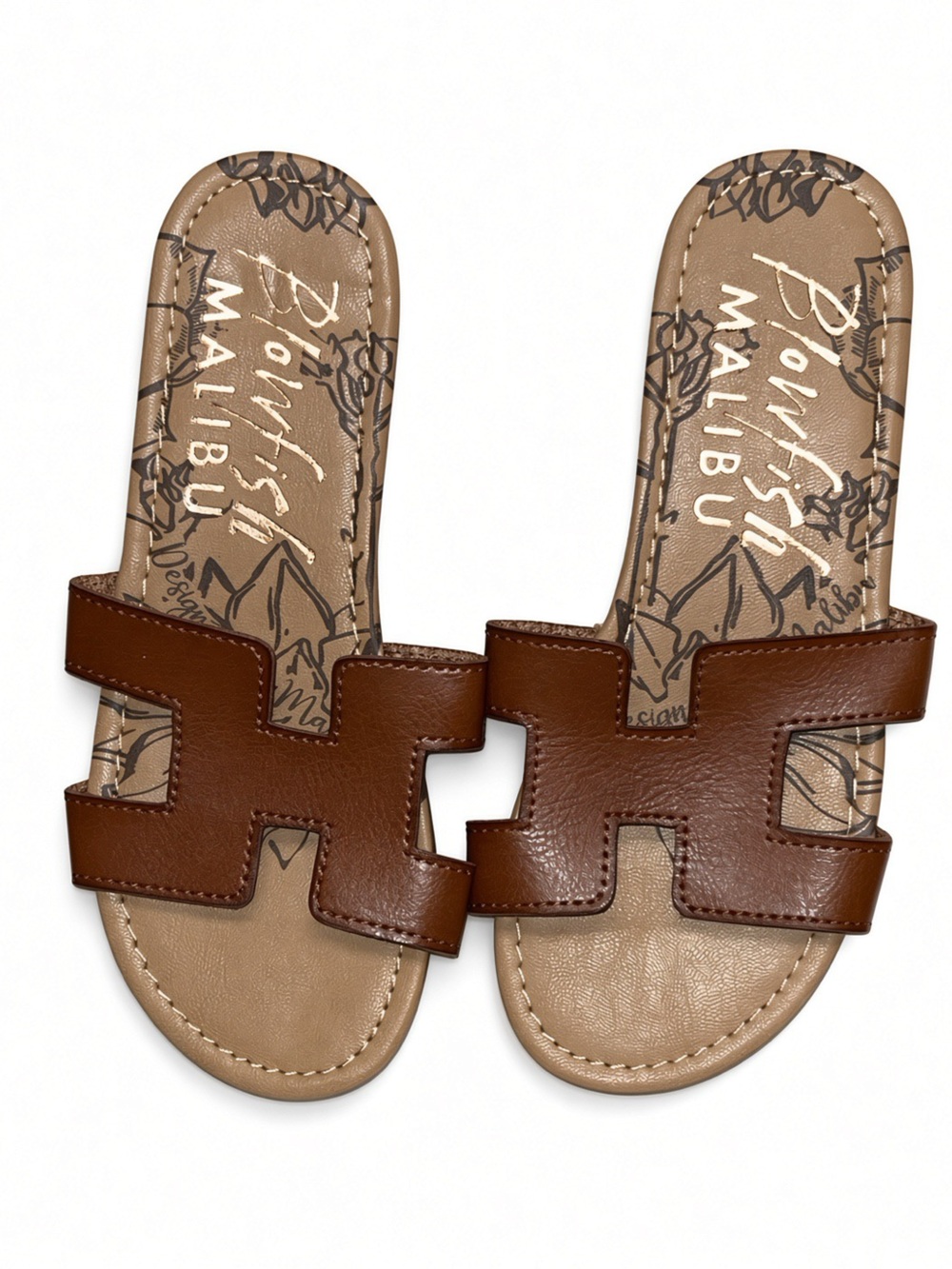 Blowfish Kids' Brown Slide H- Strap Sandals size 2 Girls NWOB